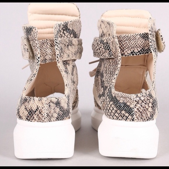 Trendy Snakeskin Peep Toe Sneakers - Picture 6 of 6